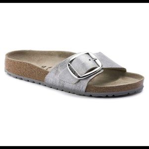 Birkenstock Madrid Big Buckle Metallic Silver